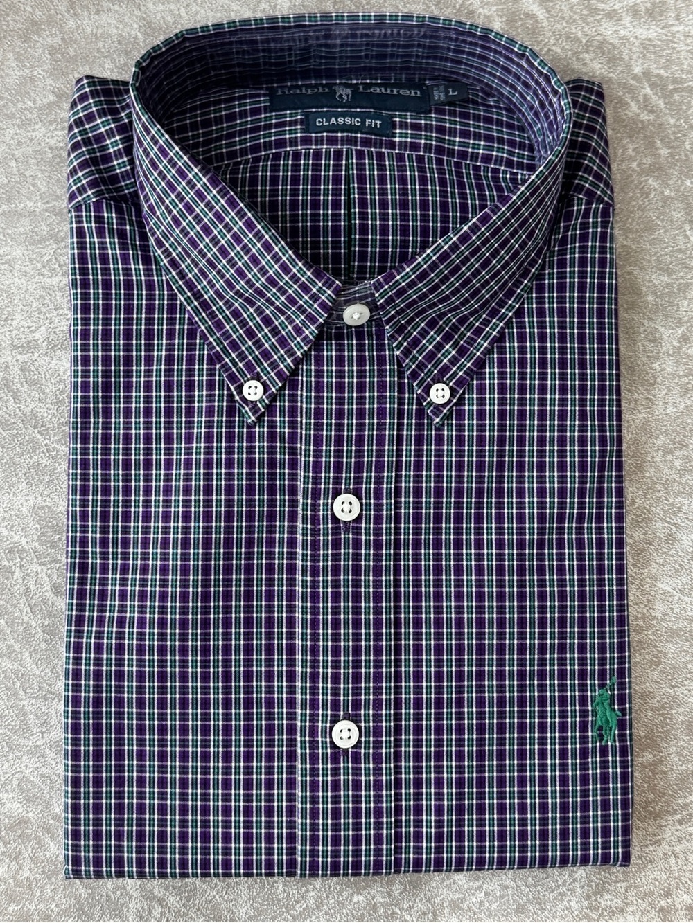 New Ralph Lauren Classic Fit Men's Large Purple Plaid Button-Down Shirt